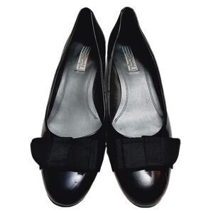 🍒 ARNOLD CHURGIN Handmade Slip-On Low Wedge Heel Patent Leather Shoes Sz US 9.5